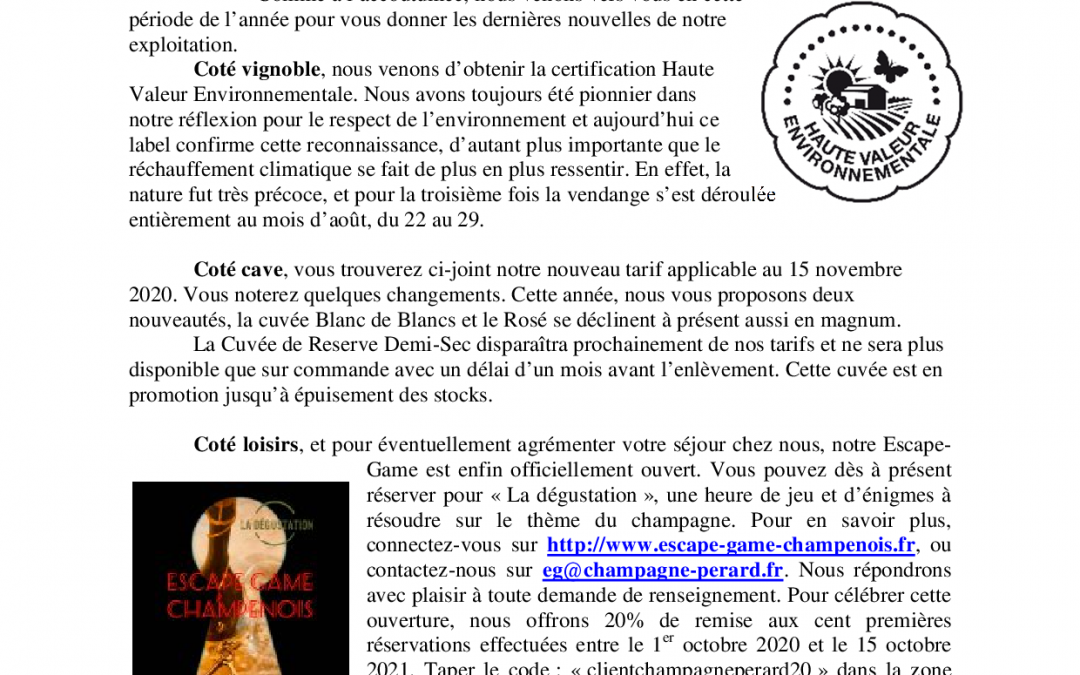 L’info du 1er octobre 2020